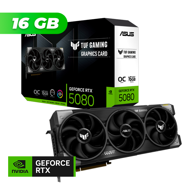  Placa de Video ASUS NVIDIA RTX 5080 TUF GAMING OC 16Gb GDDR7
