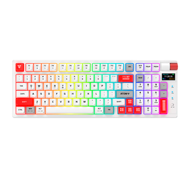 Teclado Fantech Atom PRO97 MK918 RGB White Wireless Bluetooth Mecánico 95% Swtich Red