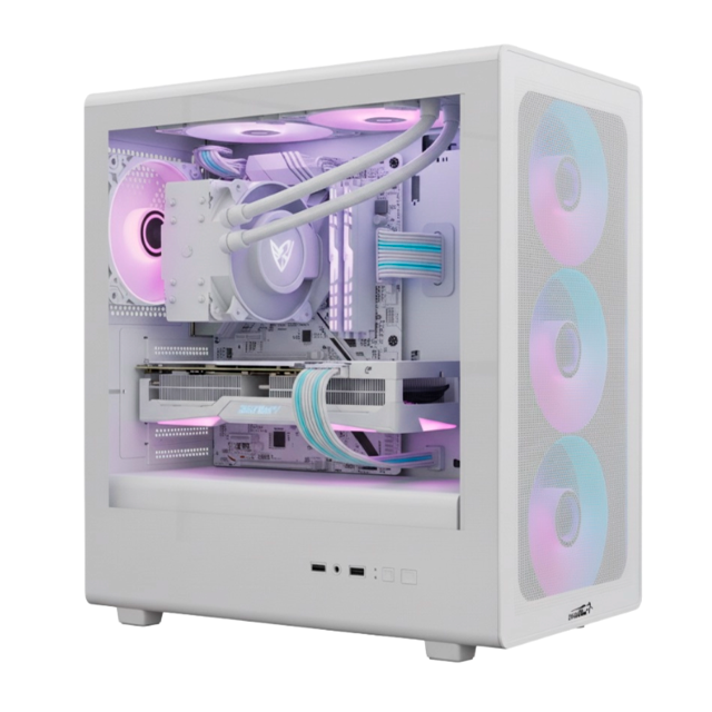 Gabinete Sentey Mantis White Mesh Templado 4x12Cm ARGB