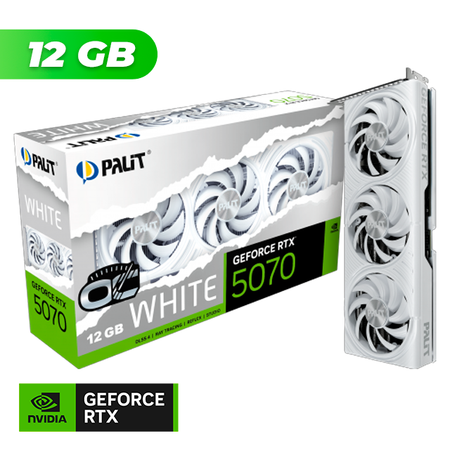Placa de Video Palit NVIDIA GeForce RTX 5070 White OC 12GB GDDR7