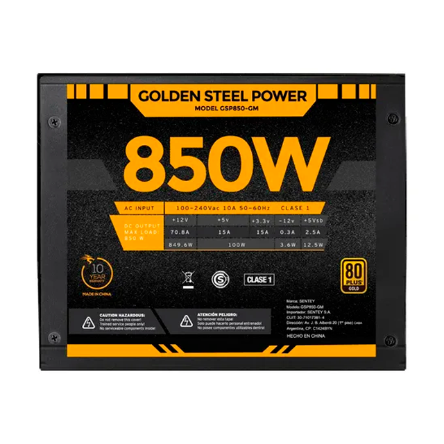 Fuente Sentey GSP850-GM 850W 80 Plus Gold Full Modular ATX 3.1 PCie 5.1