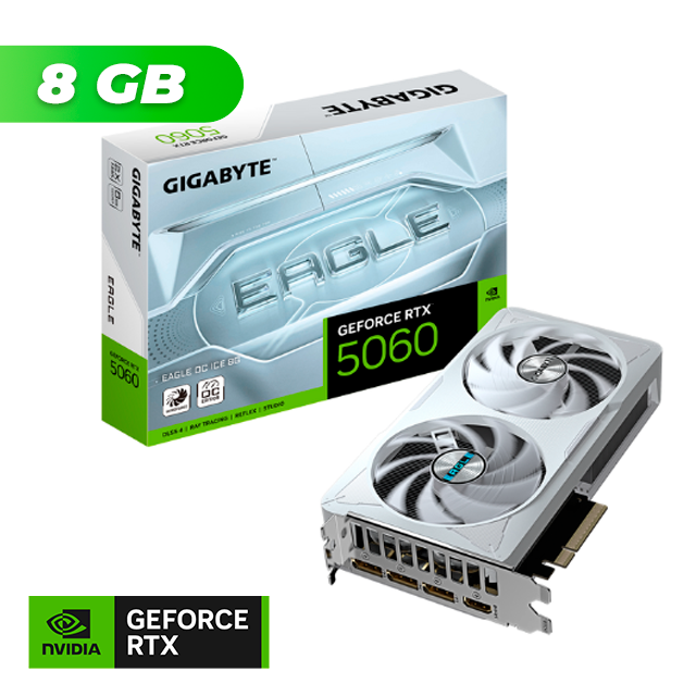 Placa de Video Gigabyte NVIDIA GeForce RTX 5060 EAGLE ICE OC 8Gb GDDR7