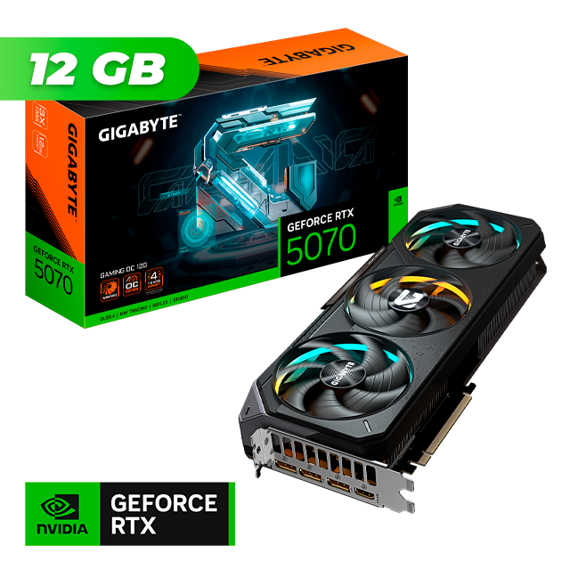 Placa de Video Gigabyte NVIDIA GeForce RTX 5070 GAMING OC 12Gb GDDR7