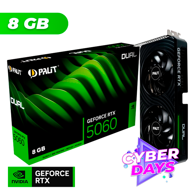 CYBER DAYS Placa de Video Palit NVIDIA GeForce RTX 5060 DUAL 8GB GDDR7