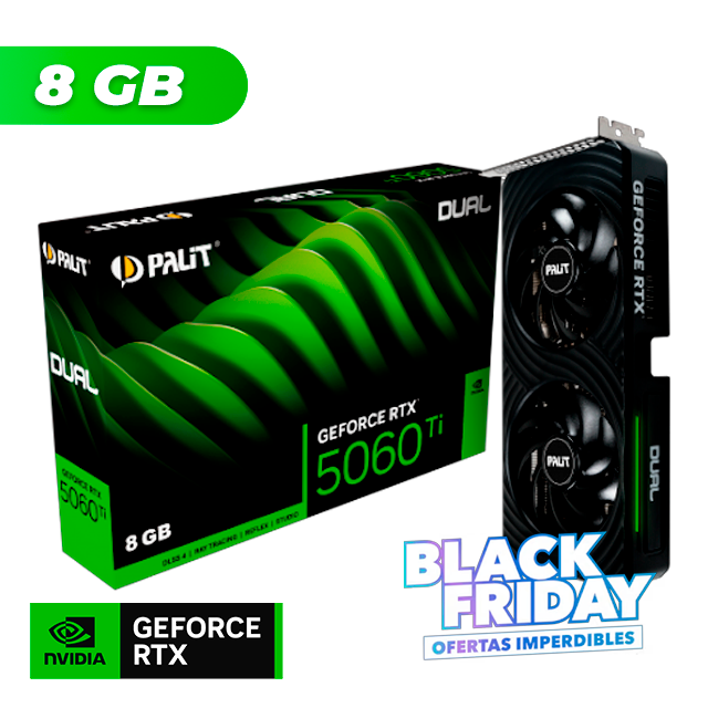 BLACK FRIDAY Placa de Video Palit NVIDIA GeForce RTX 5060 TI DUAL 8GB GDDR7