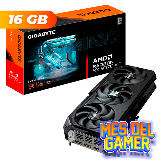 MES GAMER Placa de Video Gigabyte Radeon RX 9070 XT GAMING OC 16Gb GDDR6