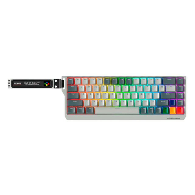 TECLADO FANTECH ATOM HE68 PRO MK922 SUPER MAXFIT GREY RGB WIRELESS MAGNÉTICO 65% SWITCH EMERALD INGLÉS