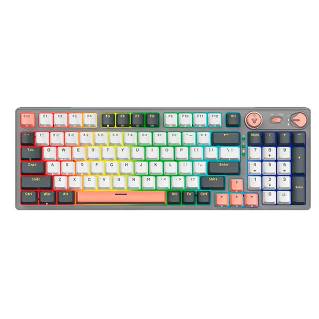 TECLADO FANTECH ATOM PRO96 MK914 RGB SATURN GREY WIRELESS BLUETOOTH MECÁNICO 96% SWITCH RED INGLÉS