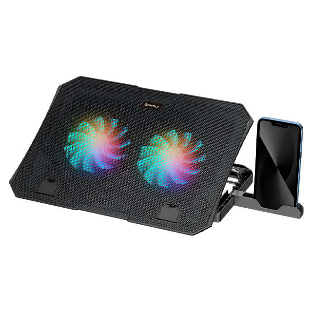 SOPORTE BASE REFRIGERANTE NOTEBOOK FANTECH NC14 RGB USB A NEGRO + SOPORTE CELULAR
