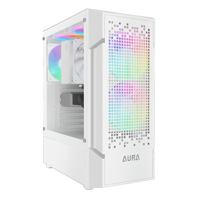 Gabinete Gamdias Aura GC7 White Mesh Templado 3x12cm ARGB