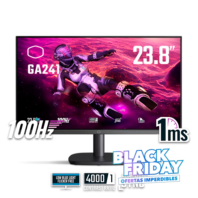 BLACK FRIDAY Monitor Gamer Cooler Master GA241 24  100Hz 1Ms VA Adaptive Sync