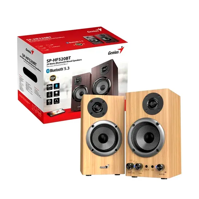 Parlantes Genius SP-HF520BT Pine Wood Bluetooth 3.5mm 20 Watts