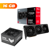COMBO Placa de Video ASUS Radeon RX 9060 XT PRIME OC 16Gb + Fuente ASUS TUF GAMING 750W 80 Plus Gold