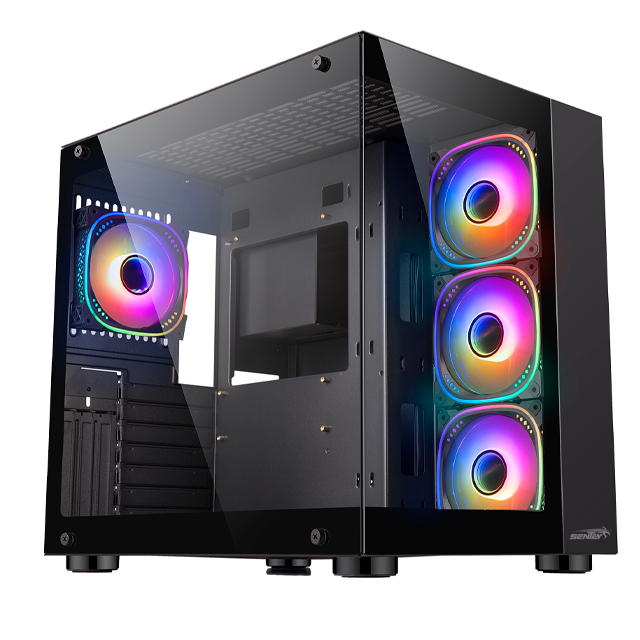 GABINETE SENTEY A30 ARGB GS-8100 BLACK TEMPLADO CONTROLADORA + C/REMOTO 4X12CM ARGB