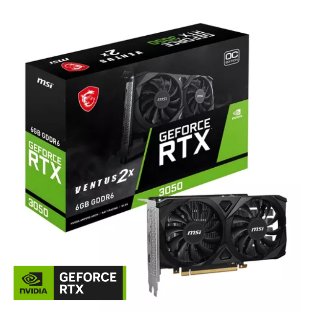 Placa de Video MSI NVIDIA GeForce RTX 3050 VENTUS 2X OC 6Gb GDDR6