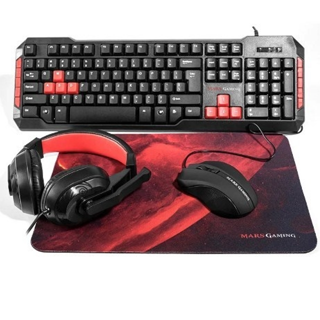 Kit Teclado Mouse Auriculares y Mousepad Mars Gaming MRCP1 Combo