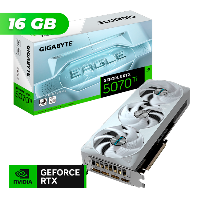 Placa de Video Gigabyte NVIDIA GeForce RTX 5070 TI EAGLE OC ICE 16Gb GDDR7
