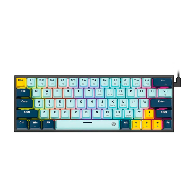 Teclado Fantech Atom63 MK874V2 RGB Mizu Sky Blue Mecánico  Mini 60% Switch Red