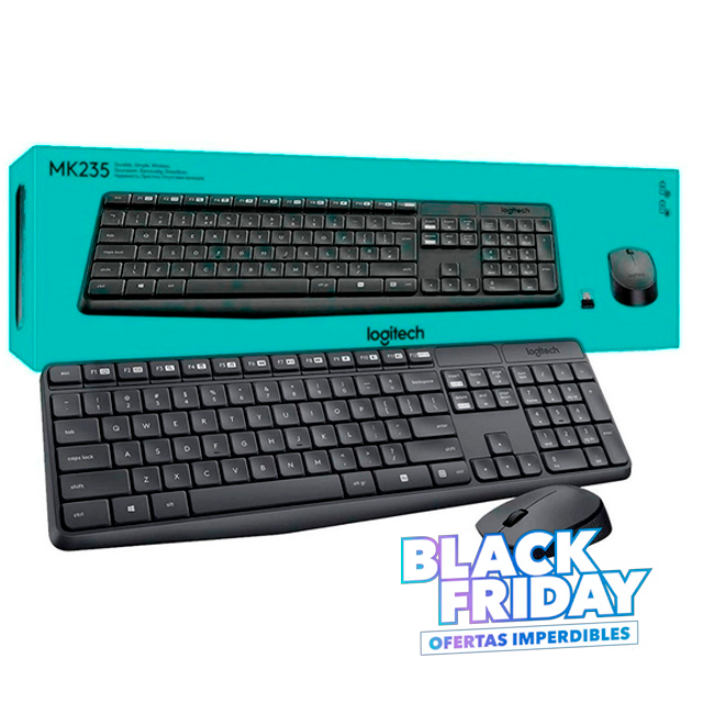 BLACK FRIDAY Kit Teclado y Mouse Logitech MK235 Inalámbrico Wireless