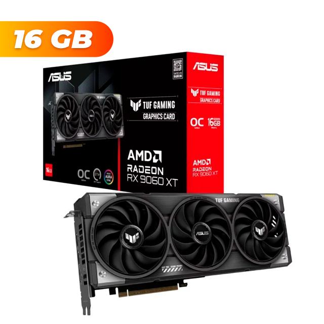 Placa de Video ASUS Radeon RX 9060 XT ASUS TUF GAMING OC 16Gb GDDR6