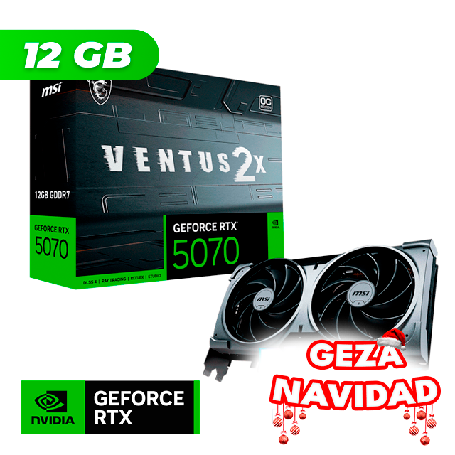 NAVIDAD Placa de Video MSI NVIDIA GeForce RTX 5070 VENTUS 2X OC 12Gb GDDR7