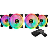 Cooler Fan KIT Gamdias Aeolus M2-1204R Black ARGB (4x120mm + Controladora + Remoto)