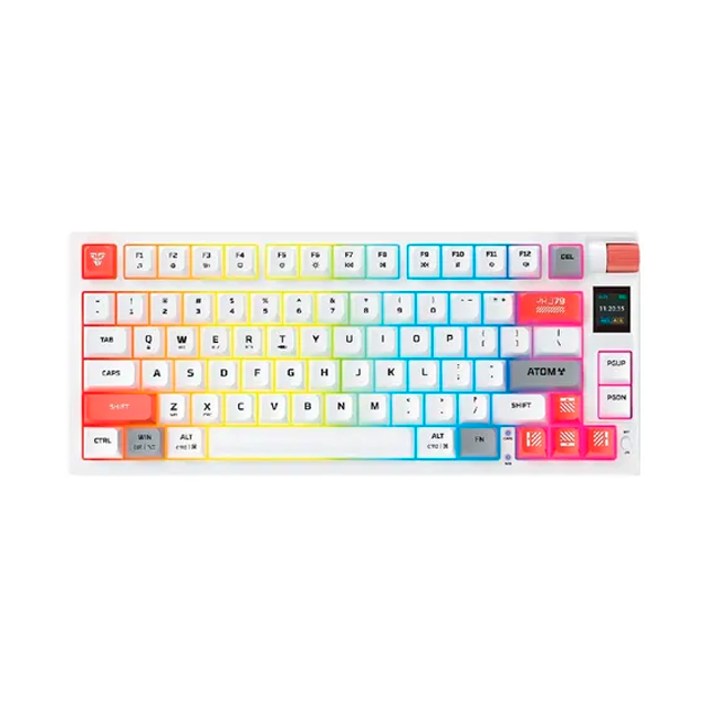Teclado Fantech Atom PRO79 MK917 RGB White Wireless Bluetooth Mecánico 75% Compacto Switch Red