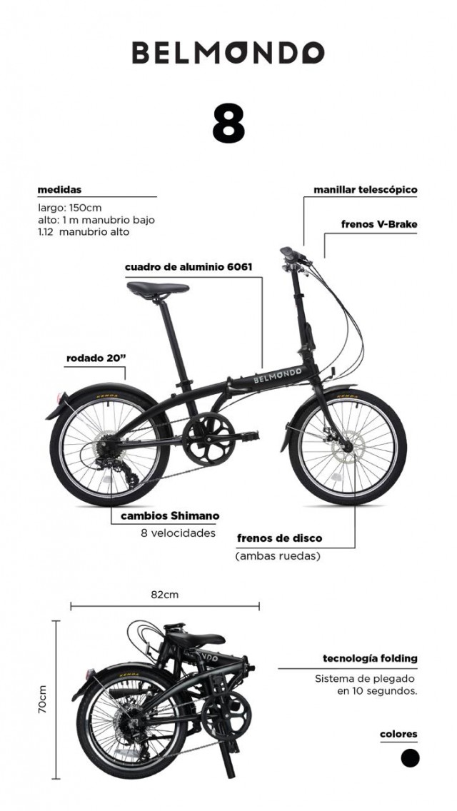 Bicicleta Plegable Belmondo 8 Rodado 20