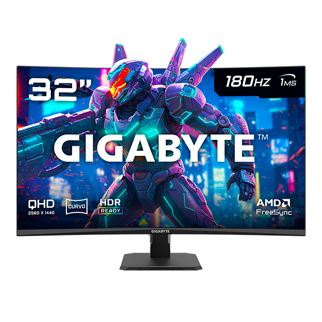 Monitor Gamer Gigabyte GS32QCA 32 Curvo QHD 180Hz 1Ms HDMI/DP