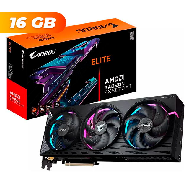 Placa de Video Gigabyte Radeon RX 9070 XT AORUS ELITE 16Gb GDDR6