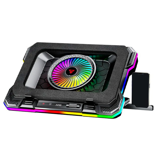 SOPORTE BASE REFRIGERANTE NOTEBOOK FANTECH NC22 RGB USB A C NEGRO + SOPORTE CELULAR