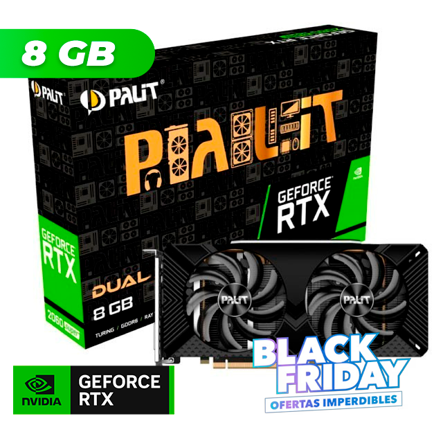 BLACK FRIDAY Placa de Video Palit NVIDIA GeForce RTX 2060 SUPER DUAL 8GB GDDR6