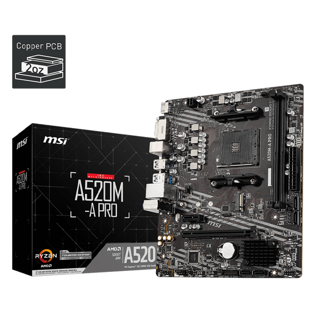 NAVIDAD Mother MSI A520M-A PRO AM4 (3ERA/4TA/5TA GEN)