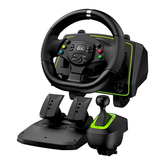 VOLANTE GAMER GENIUS SPEEDMASTER X2 PEDALERA + PALANCA + LEVAS PC PS4 XBOX SWITCH