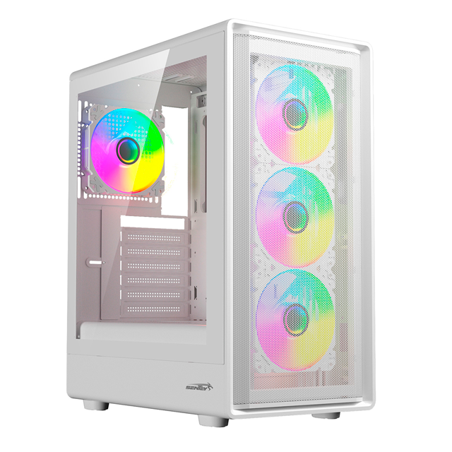 GABINETE SENTEY STREGA M40 WHITE TEMPLADO MESH 4X12CM ARGB