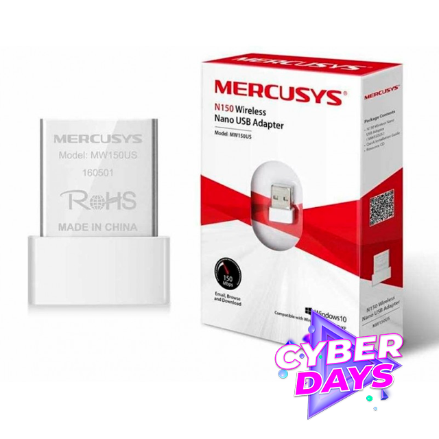 CYBER DAYS Placa de Red WiFi Mercusys (by TP-Link) MW150US 150Mbps N150 USB