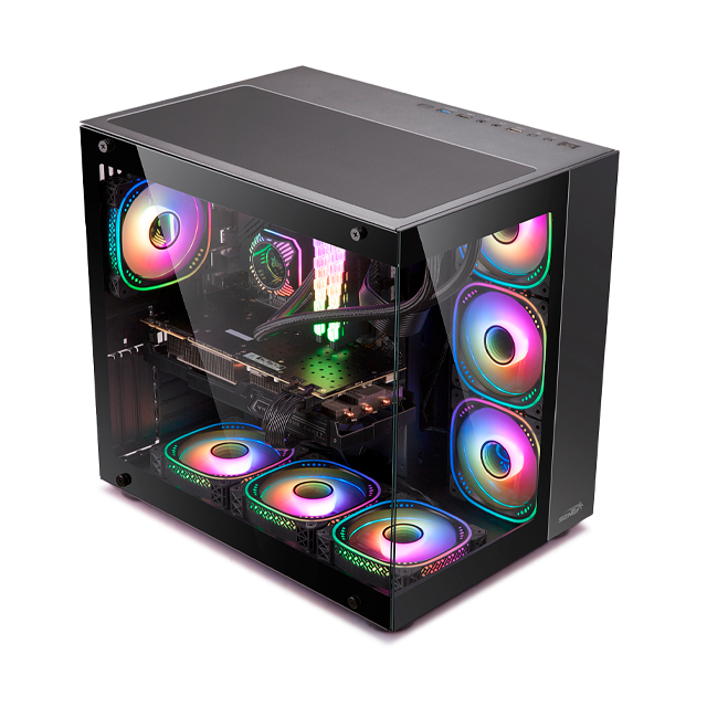 GABINETE SENTEY A40 ARGB GS-8200 BLACK TEMPLADO CONTROLADORA + C/REMOTO 7X12CM ARGB