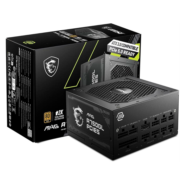 Fuente MSI MAG A750GL 750W 80 Plus Gold ATX 3.1 PCIe 5.1 Full Modular