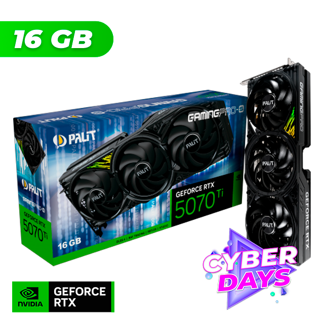 CYBER DAYS Placa de Video Palit NVIDIA GeForce RTX 5070 TI GAMING PRO S 16GB GDDR7 + ARC Raiders Bundle
