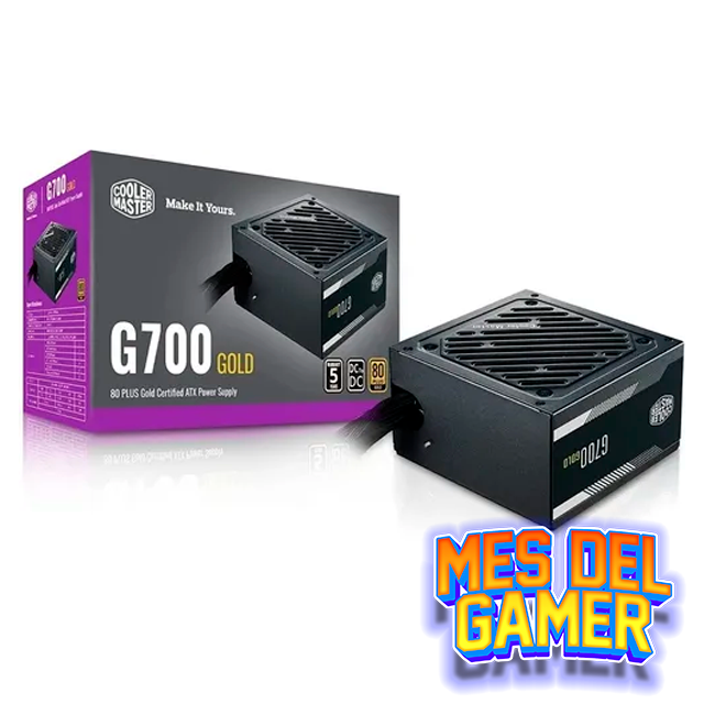 MES GAMER Fuente Cooler Master G700W 700W 80 Plus Gold S/Cable