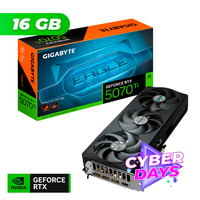CYBER DAYS Placa de Video Gigabyte NVIDIA GeForce RTX 5070 TI EAGLE OC SFF 16Gb GDDR7 + ARC Raiders Bundle