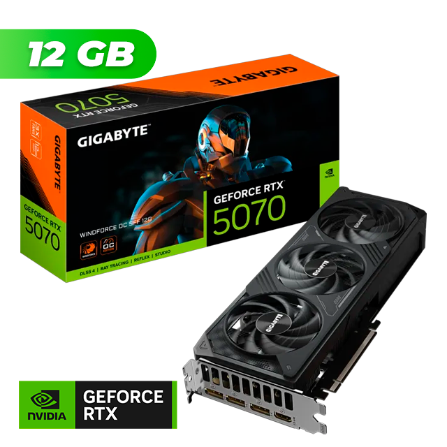 PLACA DE VIDEO GIGABYTE NVIDIA GEFORCE RTX 5070 WINDFORCE OC SFF 12GB GDDR7