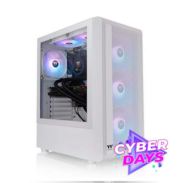 CYBER DAYS Gabinete Thermaltake S200 Templado White ARGB 3x12cm