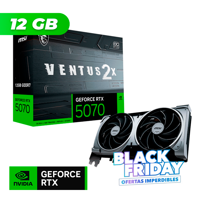BLACK FRIDAY Placa de Video MSI NVIDIA GeForce RTX 5070 VENTUS 2X OC 12Gb GDDR7