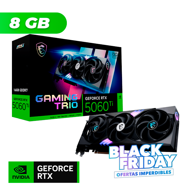 BLACK FRIDAY Placa de Video MSI NVIDIA GeForce RTX 5060 TI GAMING TRIO OC 8Gb GDDR7