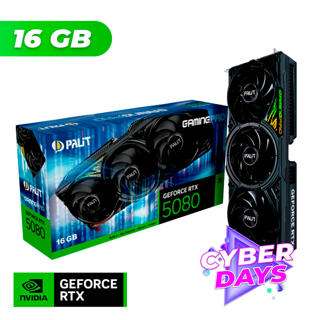 CYBER DAYS Placa de Video Palit NVIDIA GeForce RTX 5080 GAMING PRO 16GB GDDR7 + ARC Raiders Bundle