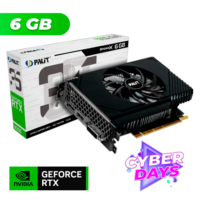 CYBER DAYS Placa de Video Palit NVIDIA GeForce RTX 3050 STORMX 6GB GDDR6 DP HDMI