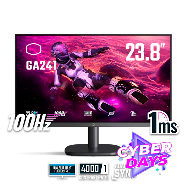 CYBER DAYS Monitor Gamer Cooler Master GA241 24  100Hz 1Ms VA Adaptive Sync