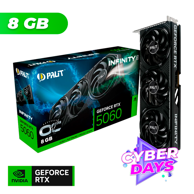 CYBER DAYS Placa de Video Palit NVIDIA GeForce RTX 5060 INFINITY 3 OC 8GB GDDR7