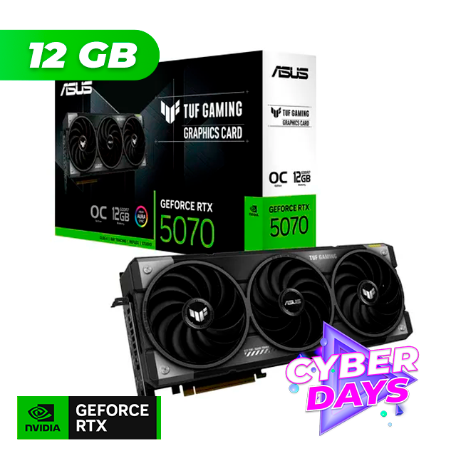 CYBER DAYS Placa de Video ASUS NVIDIA GeForce RTX 5070 TUF GAMING OC 12GB GDDR7 + ARC Raiders Bundle